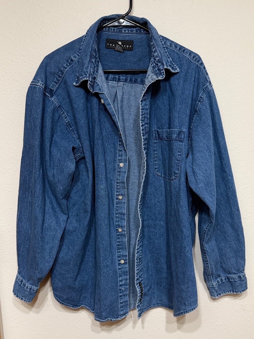 Vintage Blue Denim Button Up Long Sleeve